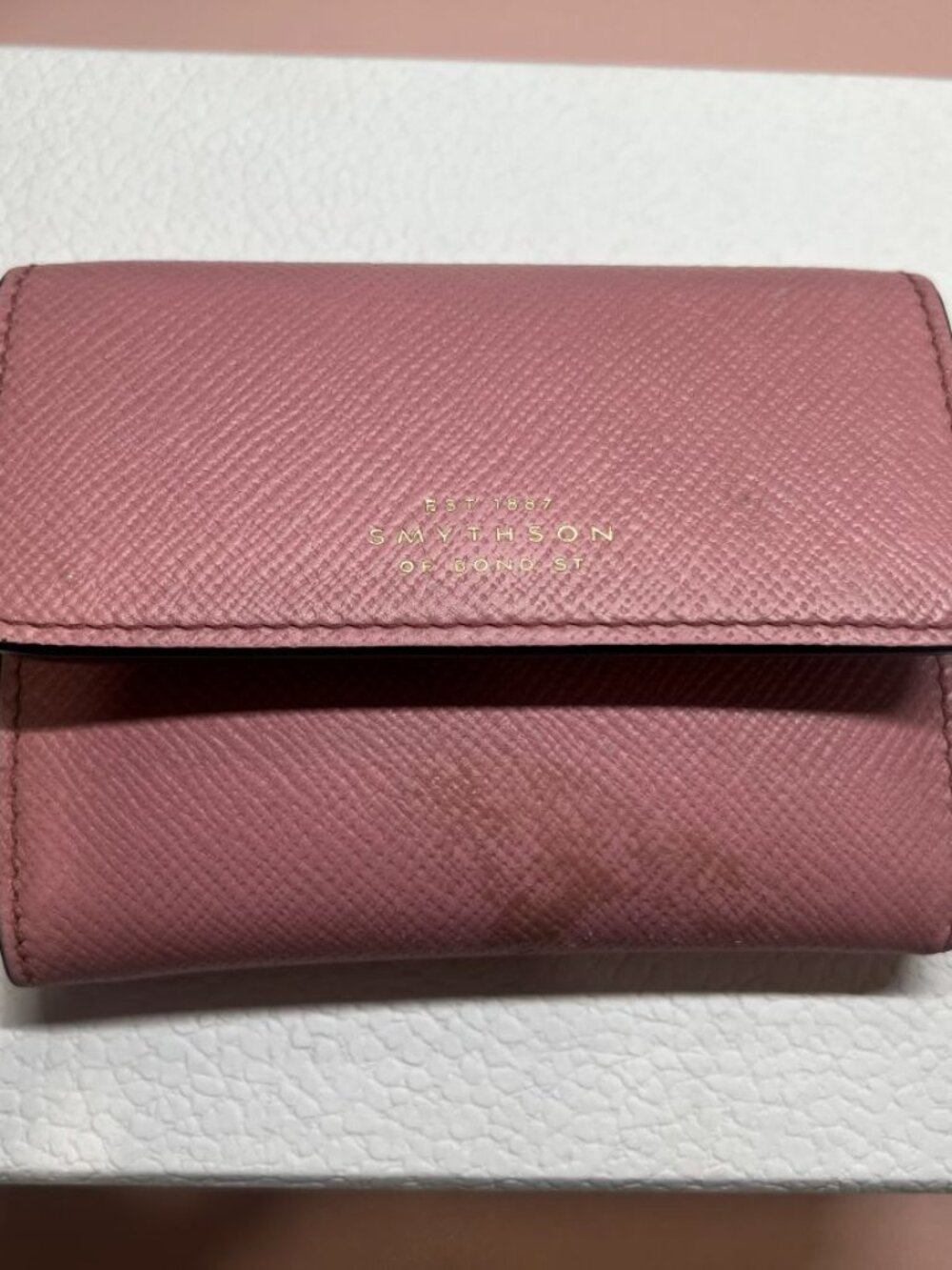 Authentic Smythson Panama Wallet in Pink Saffiano Leather